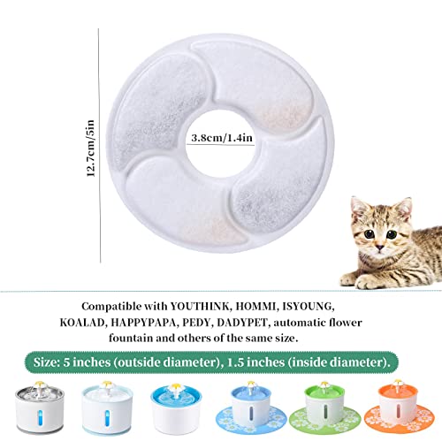 16 Piezas Filtros Fuente Gatos Filtro De Repuesto para Bebederos con Resina de Intercambio Iónico, Carbón Activado para Gatos Y Perros 1.6-2.5L Filtros Fuente para Fuentes de Flores Redondo
