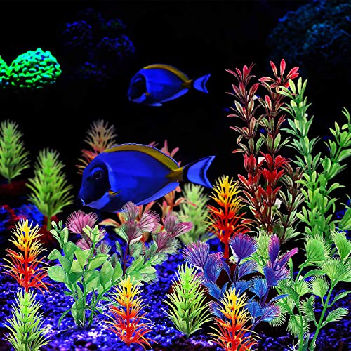17 Piezas Plantas Artificiales Acuario, Plantas Verdes de Acuario de Plástico, Decoración para Peceras para Decoración de Peces, Aquatic Plants, Vivid Simulación Vegetal Criatura Acuario Paisaje