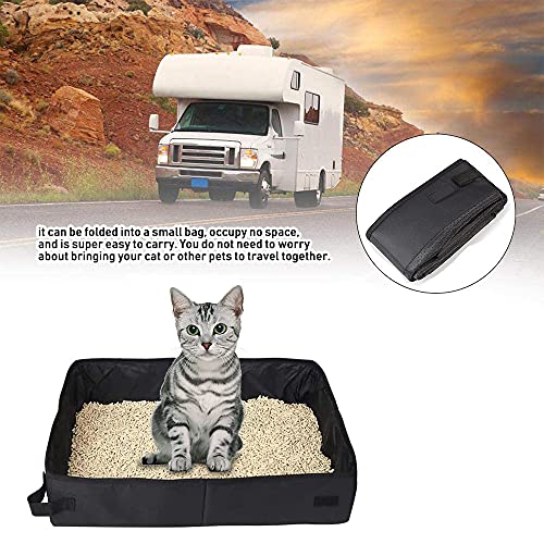 1Pcs Caja de Arena para Gatos Portátil, Caja de Arena para Coche, Caja De Arena para Gatos De Interior, Bandeja de Arena Impermeable para Gatos, Caja de Arena para Gatos Plegable(Negro).