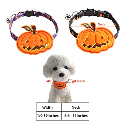2 collares de Halloween para gatos con campanas y pajaritas, de liberación rápida, collares de seguridad para gatitos y gatos (negro)