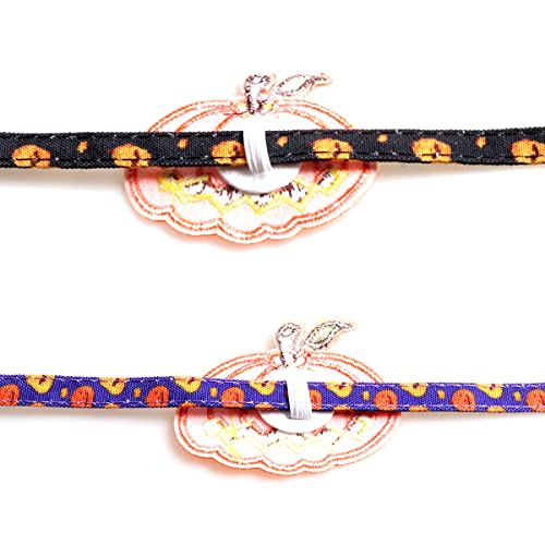 2 collares de Halloween para gatos con campanas y pajaritas, de liberación rápida, collares de seguridad para gatitos y gatos (negro)