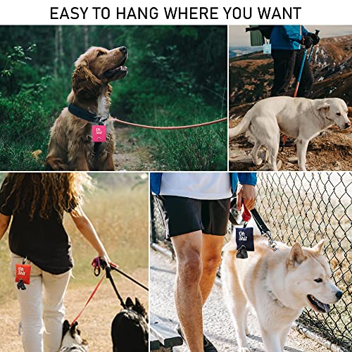 2 Colores Dispensador de Bolsas de Basura para Mascotas, Soporte Portátil para Bolsa de Caca para Perros, Contenedor de Bolsas de Basura para Perros con Clip de Metal (Rosa, Rojo Rosa)