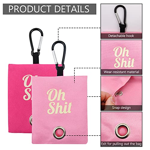 2 Colores Dispensador de Bolsas de Basura para Mascotas, Soporte Portátil para Bolsa de Caca para Perros, Contenedor de Bolsas de Basura para Perros con Clip de Metal (Rosa, Rojo Rosa)