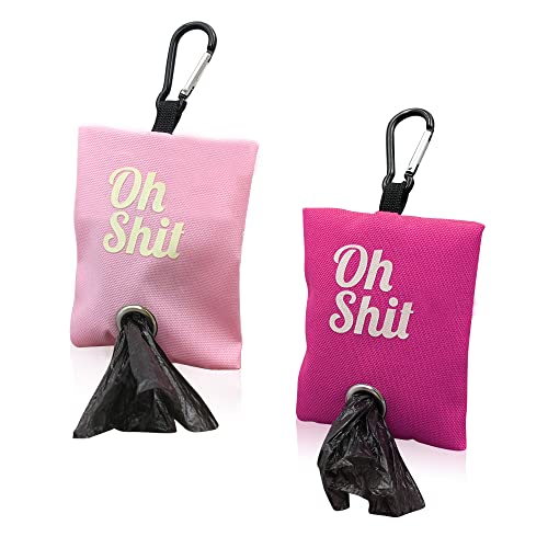 2 Colores Dispensador de Bolsas de Basura para Mascotas, Soporte Portátil para Bolsa de Caca para Perros, Contenedor de Bolsas de Basura para Perros con Clip de Metal (Rosa, Rojo Rosa)