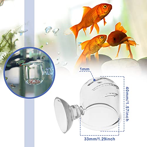 2 comederos de gusanos rojos pequeños para acuario, 1 mm, para salmuera, camarones, cristal y vaso de alimentación para plantas con ventosas, transparente