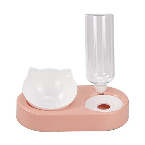 2 en 1 dispensador automático de agua para gatos y cuenco de comida, cuencos inclinados para cachorros y gatos con soporte, cuencos para alimentos para perros pequeños gatitos