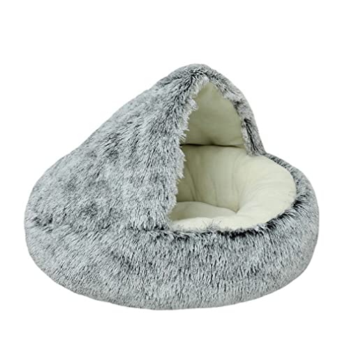 2 En 1 Mascota Perro Gato Cama Redonda Felpa Gato Whandle Cama Casa Suave Cama Larga De Felpa para Perros Pequeños para Gatos Nido Gato Cama-Verde Manzana,Pila Larga,China,50cm