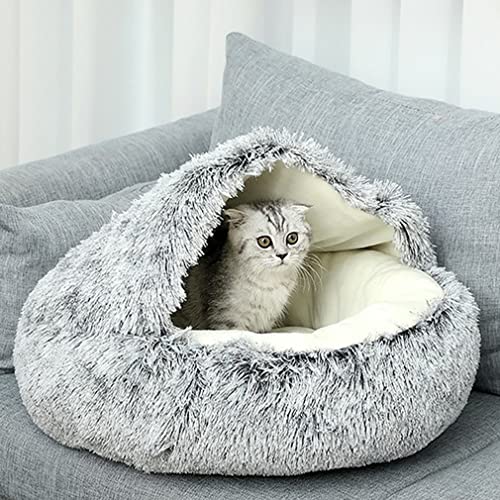 2 En 1 Mascota Perro Gato Cama Redonda Felpa Gato Whandle Cama Casa Suave Cama Larga De Felpa para Perros Pequeños para Gatos Nido Gato Cama-Verde Manzana,Pila Larga,China,50cm