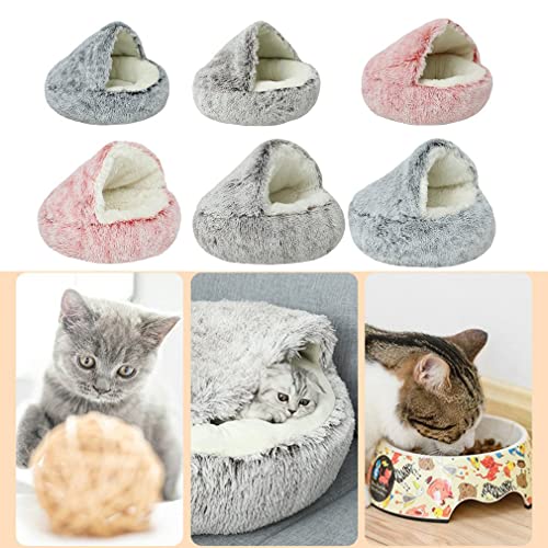 2 En 1 Mascota Perro Gato Cama Redonda Felpa Gato Whandle Cama Casa Suave Cama Larga De Felpa para Perros Pequeños para Gatos Nido Gato Cama-Verde Manzana,Pila Larga,China,50cm
