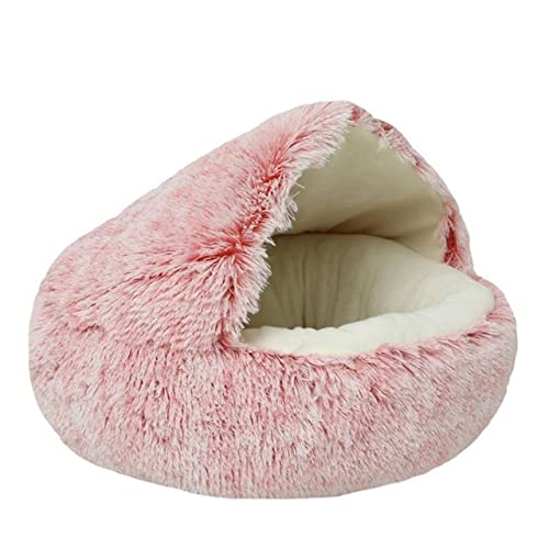 2 En 1 Mascota Perro Gato Cama Redonda Felpa Gato Whandle Cama Casa Suave Cama Larga De Felpa para Perros Pequeños para Gatos Nido Gato Cama-Verde Manzana,Pila Larga,China,50cm