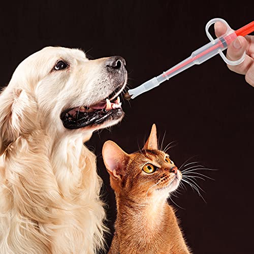 2 Jeringas de Mascotas Jeringa de Alimentación de Mascotas Jeringa de Píldora Tirador de Pastillas de Gatos Dispensador de Pastillas Pequeñas Alimentadores de Jeringa (Rojo)