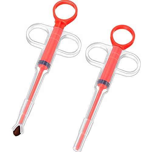 2 Jeringas de Mascotas Jeringa de Alimentación de Mascotas Jeringa de Píldora Tirador de Pastillas de Gatos Dispensador de Pastillas Pequeñas Alimentadores de Jeringa (Rojo)