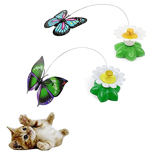 2 juguetes para gatos Befitery eléctricos giratorios, mariposa voladora, pájaro, juguete interactivo, divertido juguete para gatos y gatitos (mariposa)