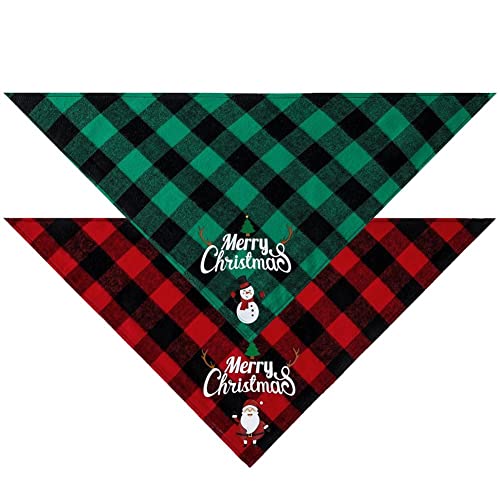 2 Pcs Navidad Perro Pañuelo Clásico Celose Mascota Bufanda Triángulo Babero Feliz Navidad Santa Muñeco Nieve Impresión Mascota Pandana para Perro Gato Mascotas