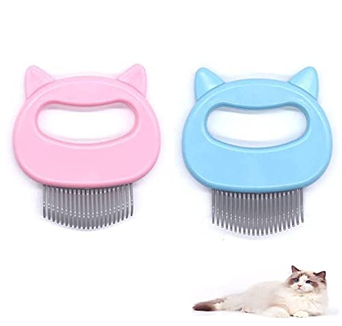 2 Pcs Peine para Masajes para Gatos,Cepillo de Aseo para Gatos y Perros, Peine para Mascotas para Masaje Relajante,for Depilación y Limpieza, Peinado, Cepillo del Gato (rosa/azul)