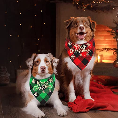2 piezas Bandanas Navideñas Para Perros, Bufanda Clásica de Mascotas, Baberos Lavables de Perros Gatos, Ajustable Clásica de Cuadros Gatos Accesorios Disfraces Lavables para Navideñas Decoración