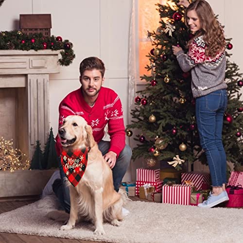 2 piezas Bandanas Navideñas Para Perros, Bufanda Clásica de Mascotas, Baberos Lavables de Perros Gatos, Ajustable Clásica de Cuadros Gatos Accesorios Disfraces Lavables para Navideñas Decoración