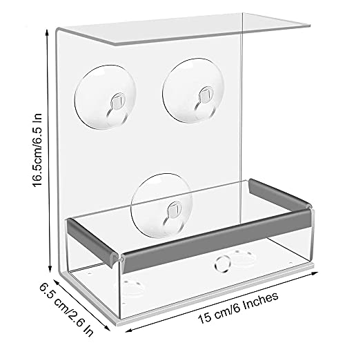 2 Piezas Comedero para pájaros Ventana, Comedero para Pájaros Colgante de Exterior, Comedero para Pájaros Colgante de Exterior, con 3 Ventosas Fuertes, para Loros Palomas Pinzones