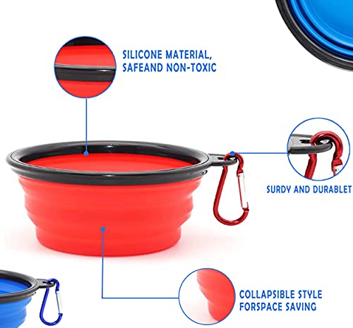2 Piezas Cuenco para Perros Plegable,Cuenco de Silicona para Perros,Cuenco Portátil para Perros con Tapa,para Gatos,Perros,Senderismo,Camping