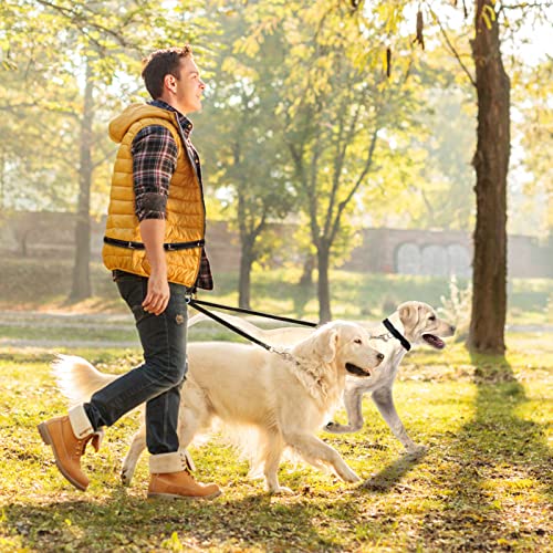 2 Piezas de Correa de Entrenador de Mascotas Doble Ajustable sin enredos, acoplador de Correa de Perro Doble Divisor de Cables para Perros con 2 dispensadores de Bolsa de Caca