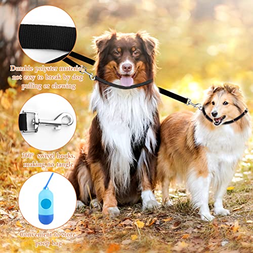 2 Piezas de Correa de Entrenador de Mascotas Doble Ajustable sin enredos, acoplador de Correa de Perro Doble Divisor de Cables para Perros con 2 dispensadores de Bolsa de Caca