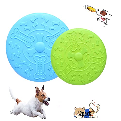 2 Piezas Frisbee de Perro, Frisbees para Perros, Frisbee de Goma, Disco Volador para Perros, Juguete Volador para Perros, Juguete Frisbee para Perros, Ideal para Entrenar, lanzar, atrapar y Jugar