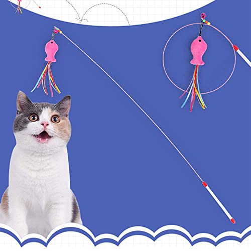2 Piezas Juguetes De Plumas para Gatos, Palo de Gato Gracioso, palitos interactivos para Gatos con cascabeles, Barra de Resorte de Juguete para Gatos, Juguete De Varita Teaser, para Gatos