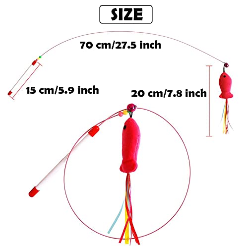 2 Piezas Juguetes De Plumas para Gatos, Palo de Gato Gracioso, palitos interactivos para Gatos con cascabeles, Barra de Resorte de Juguete para Gatos, Juguete De Varita Teaser, para Gatos