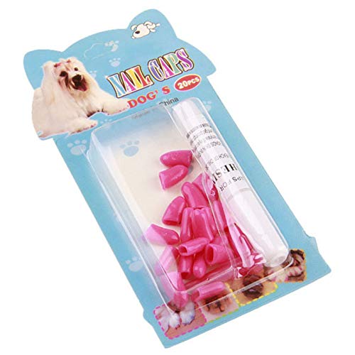 20pcs Pet Nail Caps/Tips, Pet Cats GKitten Anti-Scratch Grooming Uñas Patas Garra Cap Protector - Peach Red XS