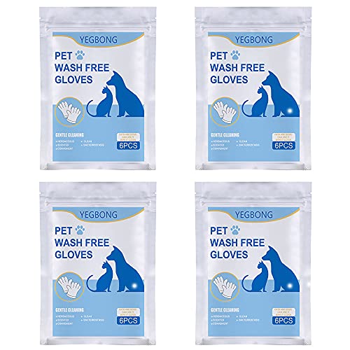 24pcs Pet No Washing Glove, Pet Grooming Glove, Cleaning Massage Gloves, Safe and Functional - Pet Disposable Gloves Cats Dogs Bath Supplies
