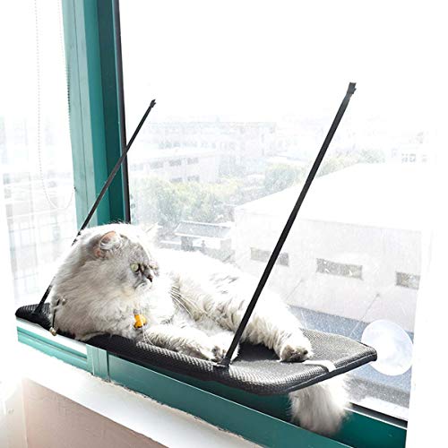 25kg Pet Cat Hamaca Gato Tomando El Sol Asiento Montado En La Ventana Ventosa para El Hogar Colchoneta para Cama Colgante para Mascotas Salón Gatos Gatitos Suministros Negro