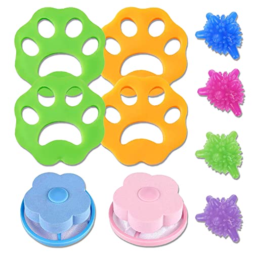 3-en-1 Pein Removedor de Cabello + Bola de Lavado + Lavadora Bolsas de Malla de Pelusa, Bola de removedor de Cabello Reutilizable, Bolas De Lavandería, Pelotas De Limpieza para Lavar, 10pcs