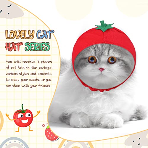 3 Gorros de Frutas de Gato Lindo Sombrero Blando de Mascota Sombrero de Disfraz de Gato de Frutas Gorro de Fruta Naranja Sandía de Gatito Pequeño para Props de Foto de Fiesta de Cachorros