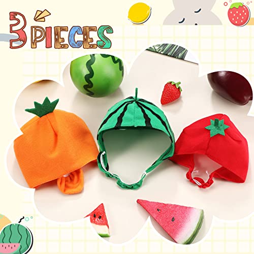 3 Gorros de Frutas de Gato Lindo Sombrero Blando de Mascota Sombrero de Disfraz de Gato de Frutas Gorro de Fruta Naranja Sandía de Gatito Pequeño para Props de Foto de Fiesta de Cachorros