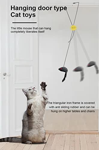 3 juguetes interactivos de plumas de gato, juguete para gatos, cuerda retráctil para puerta colgante autoexcitada, para gatos, suministros para gatos y gatos