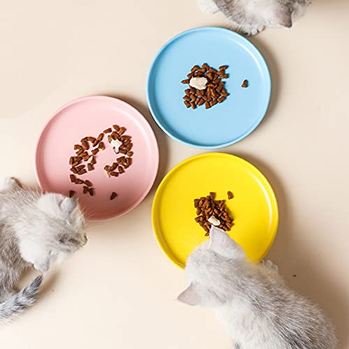 3 Piezas Comederos de cerámica para Gatos Cuencos de cerámica para Mascotas 15cm Plato para Gatos Poco Profundo de Ancho Tazón de Comida para Gatos Plato de Agua de Comida para Mascotas Perro Gatito