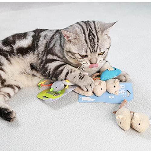3 Piezas De Juguete del Ratón del Gato - Gato De Juguete Interactivo Y Hierba Gatera Juguete con Ratón Real De Sonido Electrónico Catnip Juguetes para Gatos Juguetes para Gatos De