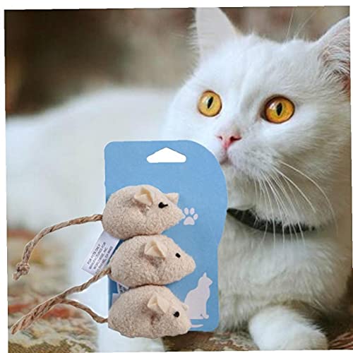 3 Piezas De Juguete del Ratón del Gato - Gato De Juguete Interactivo Y Hierba Gatera Juguete con Ratón Real De Sonido Electrónico Catnip Juguetes para Gatos Juguetes para Gatos De