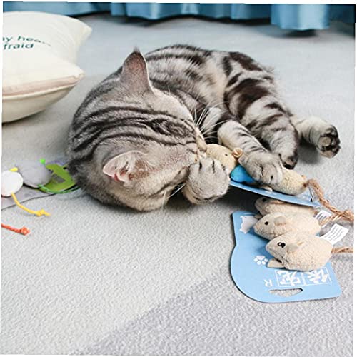 3 Piezas De Juguete del Ratón del Gato - Gato De Juguete Interactivo Y Hierba Gatera Juguete con Ratón Real De Sonido Electrónico Catnip Juguetes para Gatos Juguetes para Gatos De