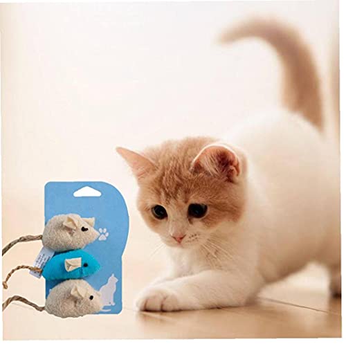 3 Piezas De Juguete del Ratón del Gato - Gato De Juguete Interactivo Y Hierba Gatera Juguete con Ratón Real De Sonido Electrónico Catnip Juguetes para Gatos Juguetes para Gatos De