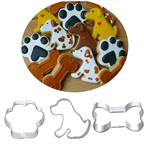 3 Unids Cortador Metal Mascotas Perro Hueso para Hornear Herramientas Decoración para Garra Fondant Chocolate