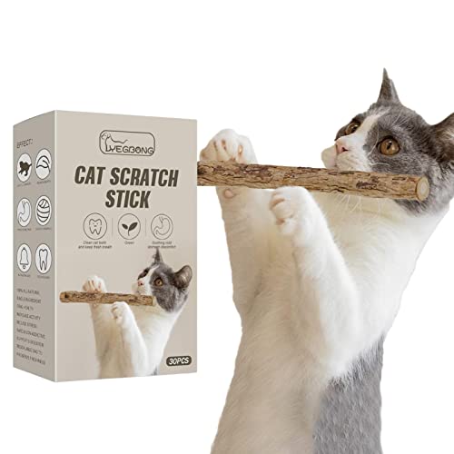 30 palitos de hierba gatera para gatos de interior, juguetes seguros para gatitos, varillas de juguete para masticar gatos, suministros para mascotas, herramientas molares para limpieza de dientes B/a