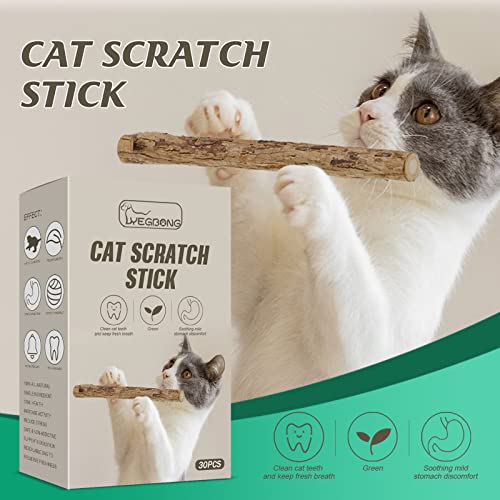 30 unidades de palos de plata naturales para gatos masticables para gatos de interior, gatito, gatito, dentición molar para todos los gatos, palitos de masticación de plata para gatos