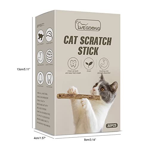 30 unidades de palos de plata naturales para gatos masticables para gatos de interior, gatito, gatito, dentición molar para todos los gatos, palitos de masticación de plata para gatos