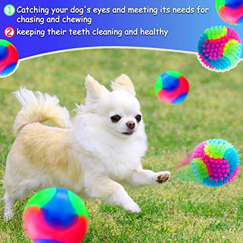 4 Bolas de Perros de Iluminar Pelotas Elásticas Brillantes Bolas de Mascotas con Punta Itermitente LED de Colores Claros Juguetes Interactivos de Mascotas