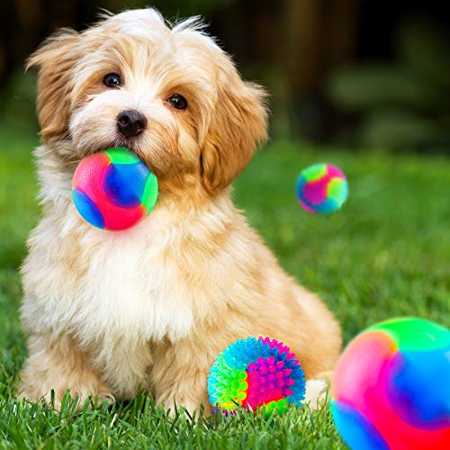 4 Bolas de Perros de Iluminar Pelotas Elásticas Brillantes Bolas de Mascotas con Punta Itermitente LED de Colores Claros Juguetes Interactivos de Mascotas