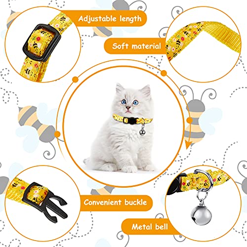 4 Collares Separables de Gatos Animales con Campana Collar de Gato Flamenco Ajustable Collar de Gato de Abeja Mariposa Collar de Mascota de Mariquita con Hebilla de Seguridad, 4 Estilos