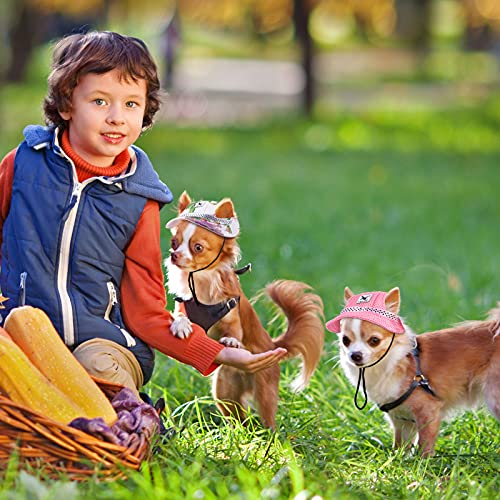 4 Gorras de Béisbol de Mascotas Gorra de Princesa Redonda con Ala Atuendo de Protección Solar de Deportes Exterior con Correa de Cuello Agujeros de Oídos Cómodo para Perros (Clásico, M)