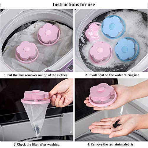 4 Pack Pet Hair Remover para la colada,Bola De Limpieza De Ropa, Depiladora de mascotas, Atrapador de pelos flotante para mascotas, Herramientas de Limpieza