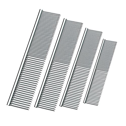 4 Piezas Peine Mascotas, Peine para Gato, Peine para Perro, para Pelo de Mascotas, Baño de Mascotas, la Vida Diaria de las Mascotas Suministros(Plata)